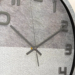 WC808-2-Modern Distressed Gray Fiber Frame Dual-Tone Textured Dial Gray Numerals Wall Clock (5)