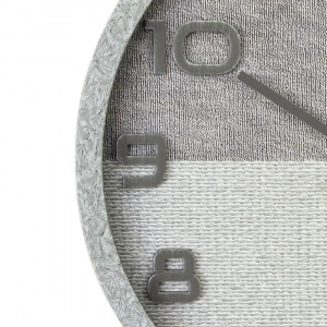 WC808-2-Modern Distressed Gray Fiber Frame Dual-Tone Textured Dial Gray Numerals Wall Clock (6)
