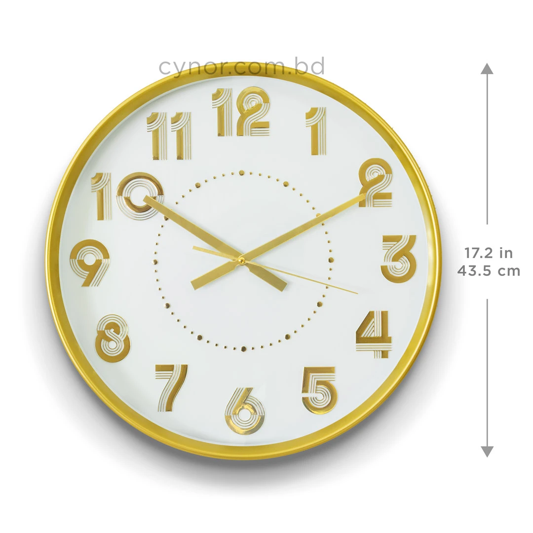 WC809-1-Art Deco Inspired Golden Fiber Frame Wall Clock with Striated Numerals and Glass Dial (2) WC809-1-Art Deco Inspired Golden Fiber Frame Wall Clock with Striated Numerals and Glass Dial (2)