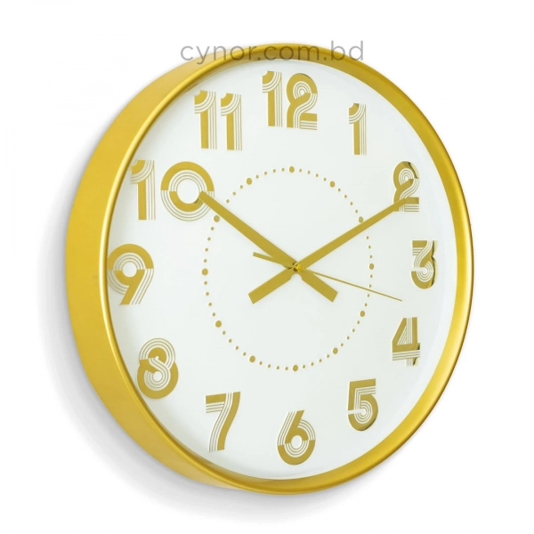 WC809-1-Art Deco Inspired Golden Fiber Frame Wall Clock with Striated Numerals and Glass Dial (3)