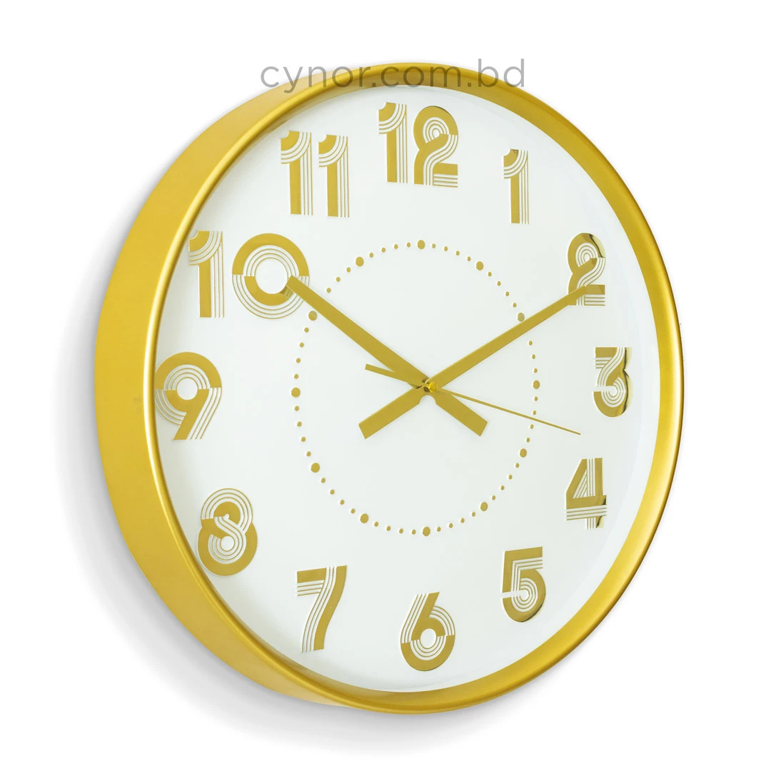 WC809-1-Art Deco Inspired Golden Fiber Frame Wall Clock with Striated Numerals and Glass Dial (3) WC809-1-Art Deco Inspired Golden Fiber Frame Wall Clock with Striated Numerals and Glass Dial (3)
