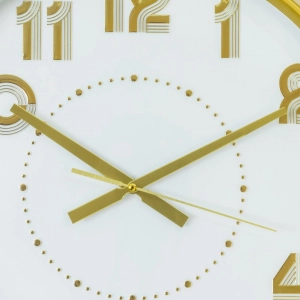 WC809-1-Art Deco Inspired Golden Fiber Frame Wall Clock with Striated Numerals and Glass Dial (4)