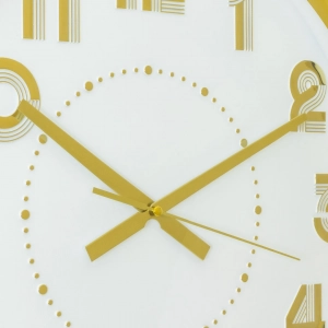 WC809-1-Art Deco Inspired Golden Fiber Frame Wall Clock with Striated Numerals and Glass Dial (5)