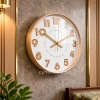 WC809-2-Art Deco Inspired Rose Gold Fiber Frame Wall Clock with Striated Numerals and Glass Dial (1)