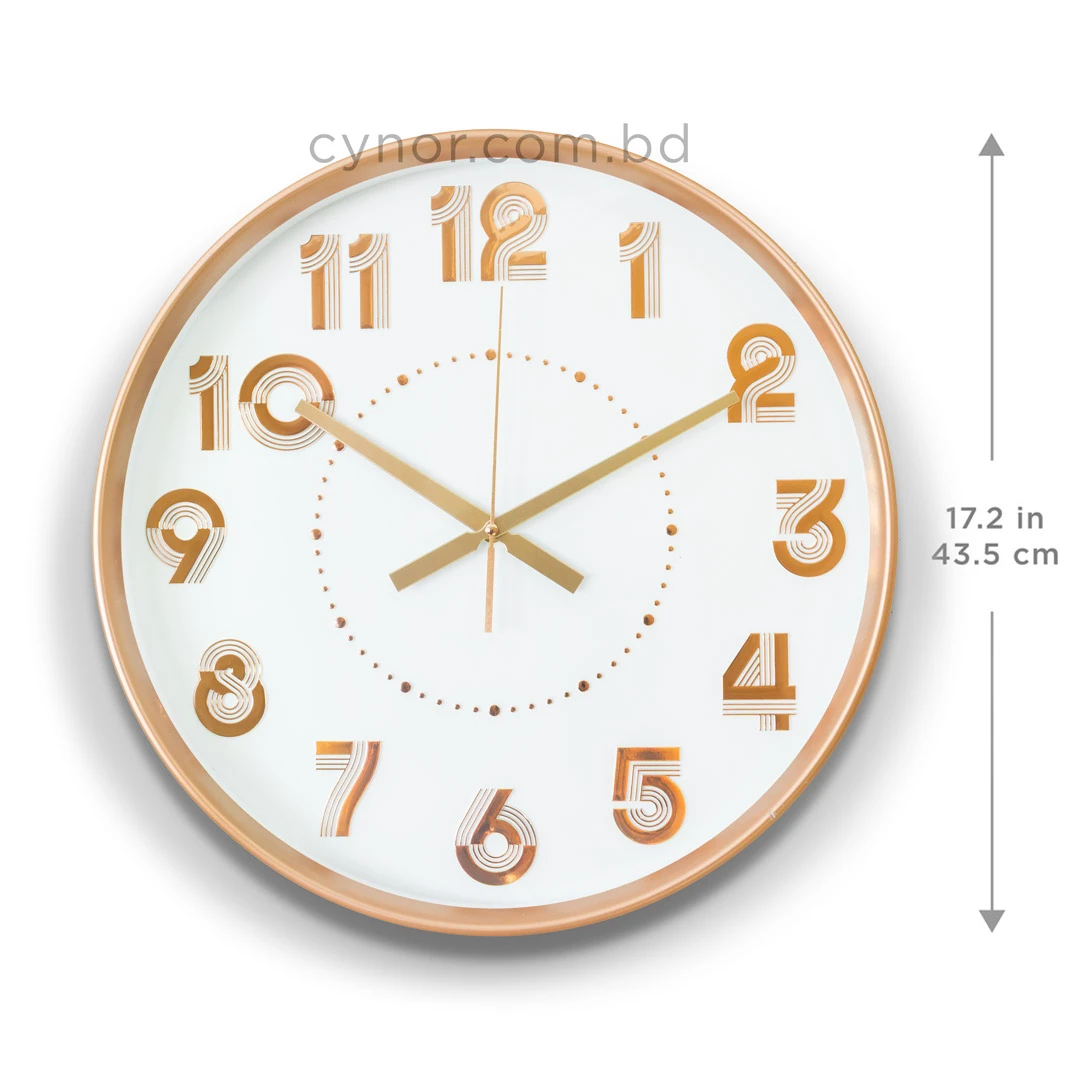 WC809-2-Art Deco Inspired Rose Gold Fiber Frame Wall Clock with Striated Numerals and Glass Dial (2) WC809-2-Art Deco Inspired Rose Gold Fiber Frame Wall Clock with Striated Numerals and Glass Dial (2)