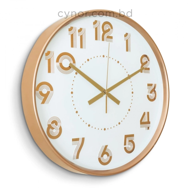 WC809-2-Art Deco Inspired Rose Gold Fiber Frame Wall Clock with Striated Numerals and Glass Dial (3)