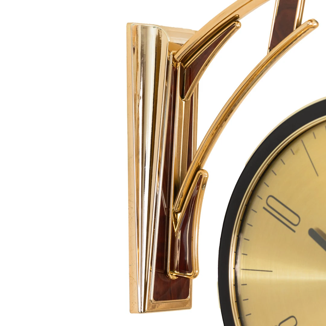 WC810-Golden-Art Deco Double Sided Station Wall Clock Champagne Golden and Black Bracket with Brushed Golden Dial (5) WC810-Golden-Art Deco Double Sided Station Wall Clock Champagne Golden and Black Bracket with Brushed Golden Dial (5)