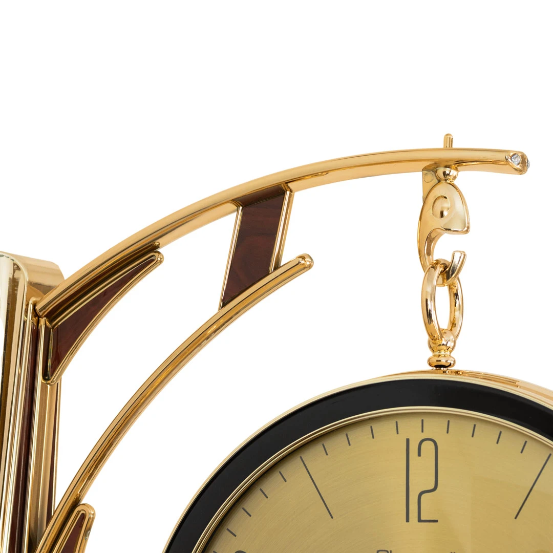 WC810-Golden-Art Deco Double Sided Station Wall Clock Champagne Golden and Black Bracket with Brushed Golden Dial (6) WC810-Golden-Art Deco Double Sided Station Wall Clock Champagne Golden and Black Bracket with Brushed Golden Dial (6)