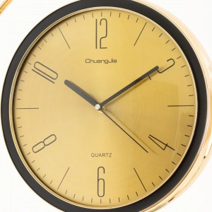 WC810-Golden-Art Deco Double Sided Station Wall Clock Champagne Golden and Black Bracket with Brushed Golden Dial (7)