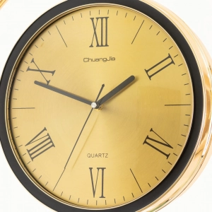 WC810-Golden-Art Deco Double Sided Station Wall Clock Champagne Golden and Black Bracket with Brushed Golden Dial (8)