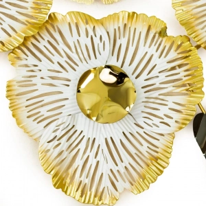 WR743-Floral Blossom Metal SS Wall Decor in White, Gold, and Glossy Black Finish (4)