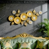 WR744-Golden Textured Medallion and White Floral Metal Stainless Steel Wall Decor (1)