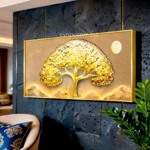 WR746-LED-Illuminated Golden Tree of Fortune Wall Art with Crystal Stone Accents and Aluminium Frame (15)