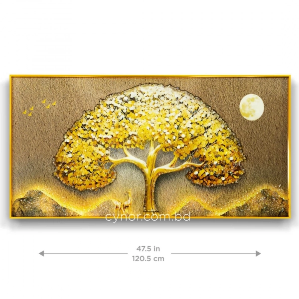 WR746-LED-Illuminated Golden Tree of Fortune Wall Art with Crystal Stone Accents and Aluminium Frame (2)