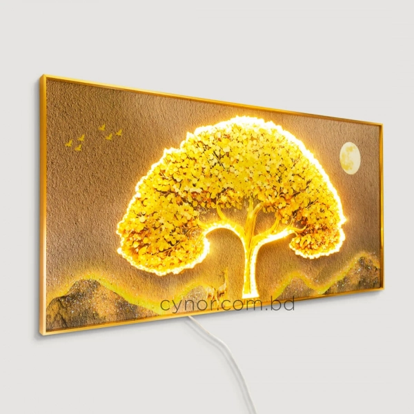 WR746-LED-Illuminated Golden Tree of Fortune Wall Art with Crystal Stone Accents and Aluminium Frame (3)