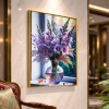 WR747-1-Elegant Purple Floral Bouquet Wall Art with Glittering Stone Accents and Aluminium Frame (1)