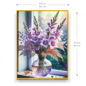 WR747-1-Elegant Purple Floral Bouquet Wall Art with Glittering Stone Accents and Aluminium Frame (2)