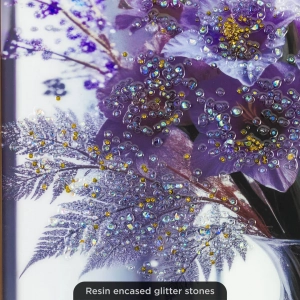 WR747-1-Elegant Purple Floral Bouquet Wall Art with Glittering Stone Accents and Aluminium Frame (4)