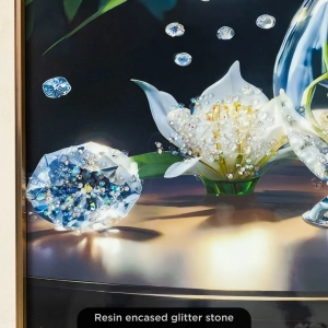 WR747-2-Radiant Lily Bouquet in Crystal Vase Wall Art with Glittering Stone Accents and Aluminium Frame (7)
