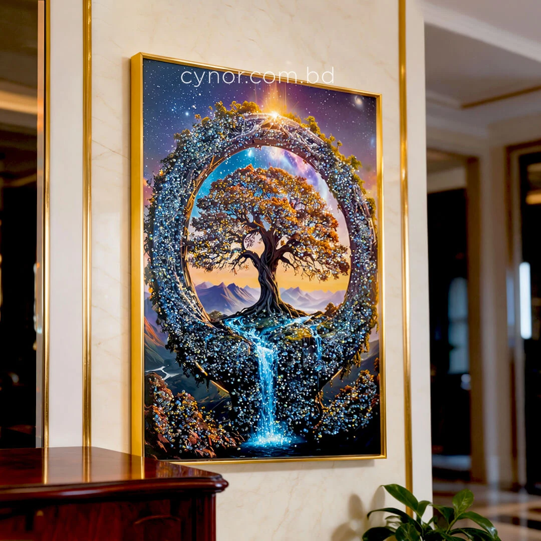 WR748-Radiant Cosmic Tree of Life Wall Art with Waterfall Glittering Stone Accents and Aluminium Frame (2) WR748-Radiant Cosmic Tree of Life Wall Art with Waterfall Glittering Stone Accents and Aluminium Frame (2)