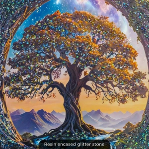 WR748-Radiant Cosmic Tree of Life Wall Art with Waterfall Glittering Stone Accents and Aluminium Frame (5)