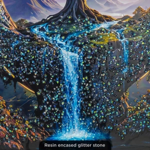 WR748-Radiant Cosmic Tree of Life Wall Art with Waterfall Glittering Stone Accents and Aluminium Frame (8)