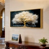 WR749-2-Blossom Tree with Golden Branches Wall Art with Resin Encased Glittering Stone and Aluminium Frame (1)
