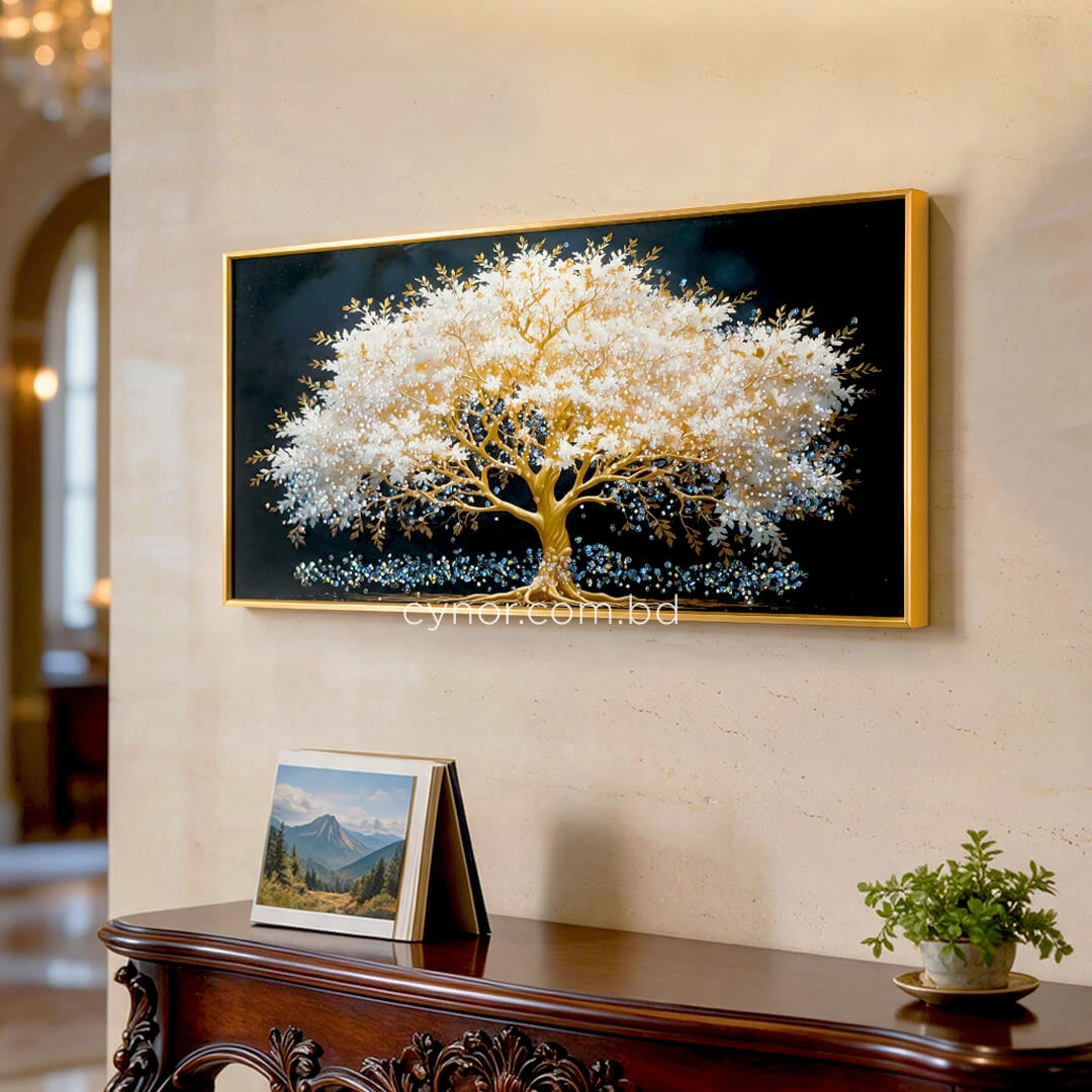 WR749-2-Blossom Tree with Golden Branches Wall Art with Resin Encased Glittering Stone and Aluminium Frame (1) WR749-2-Blossom Tree with Golden Branches Wall Art with Resin Encased Glittering Stone and Aluminium Frame (1)
