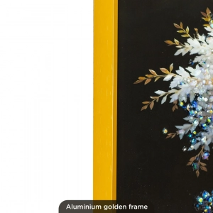 WR749-2-Blossom Tree with Golden Branches Wall Art with Resin Encased Glittering Stone and Aluminium Frame (9)