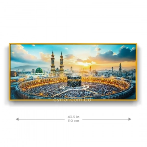 WR750-2-Islamic Wall Art Holy Kaaba Makkah Panorama with Resin Encased Glittering Stone and Aluminium Frame (3)