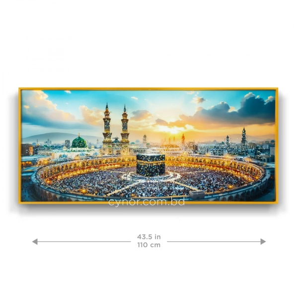 WR750-2-Islamic Wall Art Holy Kaaba Makkah Panorama with Resin Encased Glittering Stone and Aluminium Frame (3)