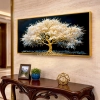 WR750-4-White Blossom Tree with Golden Branches Wall Art with Resin Encased Glittering Stone Aluminium Frame (1)