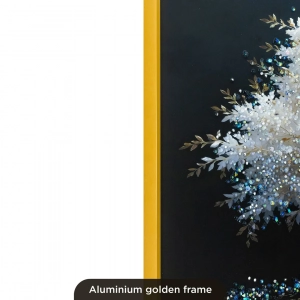WR750-4-White Blossom Tree with Golden Branches Wall Art with Resin Encased Glittering Stone Aluminium Frame (7)
