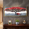 WR750-7-Red Blossom Tree with Park Bench Wall Art with Resin Encased Glittering Stone Aluminium Frame (1)