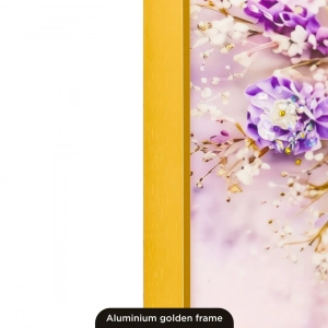 WR750-8-Purple Floral Tree with Golden Trunk Wall Art with Resin Encased Glittering Stone Aluminium Frame (8)
