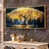 WR751-1-Golden Weeping Willow Tree Wall Art with Resin Encased Glittering Stone and Aluminium Frame (1)
