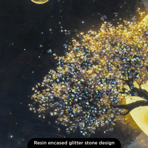 WR751-2-Tree of Life Golden Full Moon Wall Art with Resin Encased Glittering Stone Aluminium Frame (9)