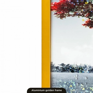 WR751-4-Red Blossom Tree with Park Bench Wall Art with Resin Encased Glittering Stone Aluminium Frame (7)