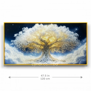 WR751-8-Celestial Tree of Life in Clouds Wall Art with Resin Encased Glittering Stone and Aluminium Frame (3)