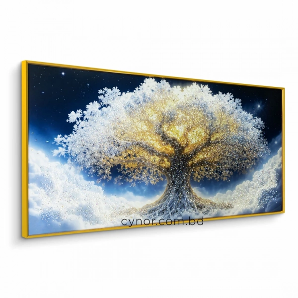 WR751-8-Celestial Tree of Life in Clouds Wall Art with Resin Encased Glittering Stone and Aluminium Frame (4)