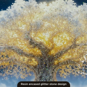 WR751-8-Celestial Tree of Life in Clouds Wall Art with Resin Encased Glittering Stone and Aluminium Frame (6)