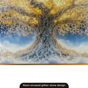 WR751-8-Celestial Tree of Life in Clouds Wall Art with Resin Encased Glittering Stone and Aluminium Frame (7)