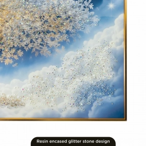 WR751-8-Celestial Tree of Life in Clouds Wall Art with Resin Encased Glittering Stone and Aluminium Frame (8)