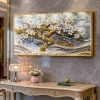 WR751-9-White Blossom Tree with Golden Trunk Abstract Wall Art with Resin Encased Glittering Stone Aluminium Frame (1)