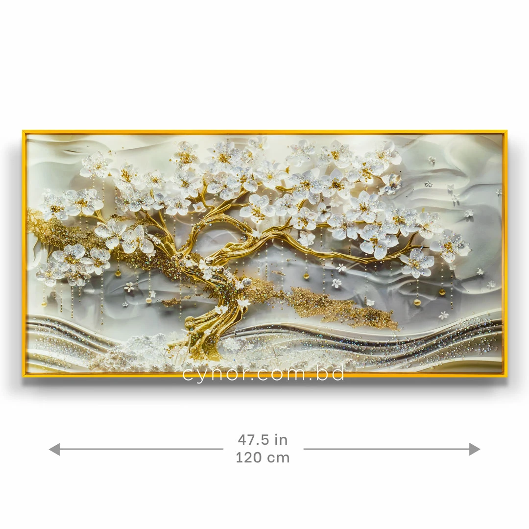 WR751-9-White Blossom Tree with Golden Trunk Abstract Wall Art with Resin Encased Glittering Stone Aluminium Frame (3) WR751-9-White Blossom Tree with Golden Trunk Abstract Wall Art with Resin Encased Glittering Stone Aluminium Frame (3)