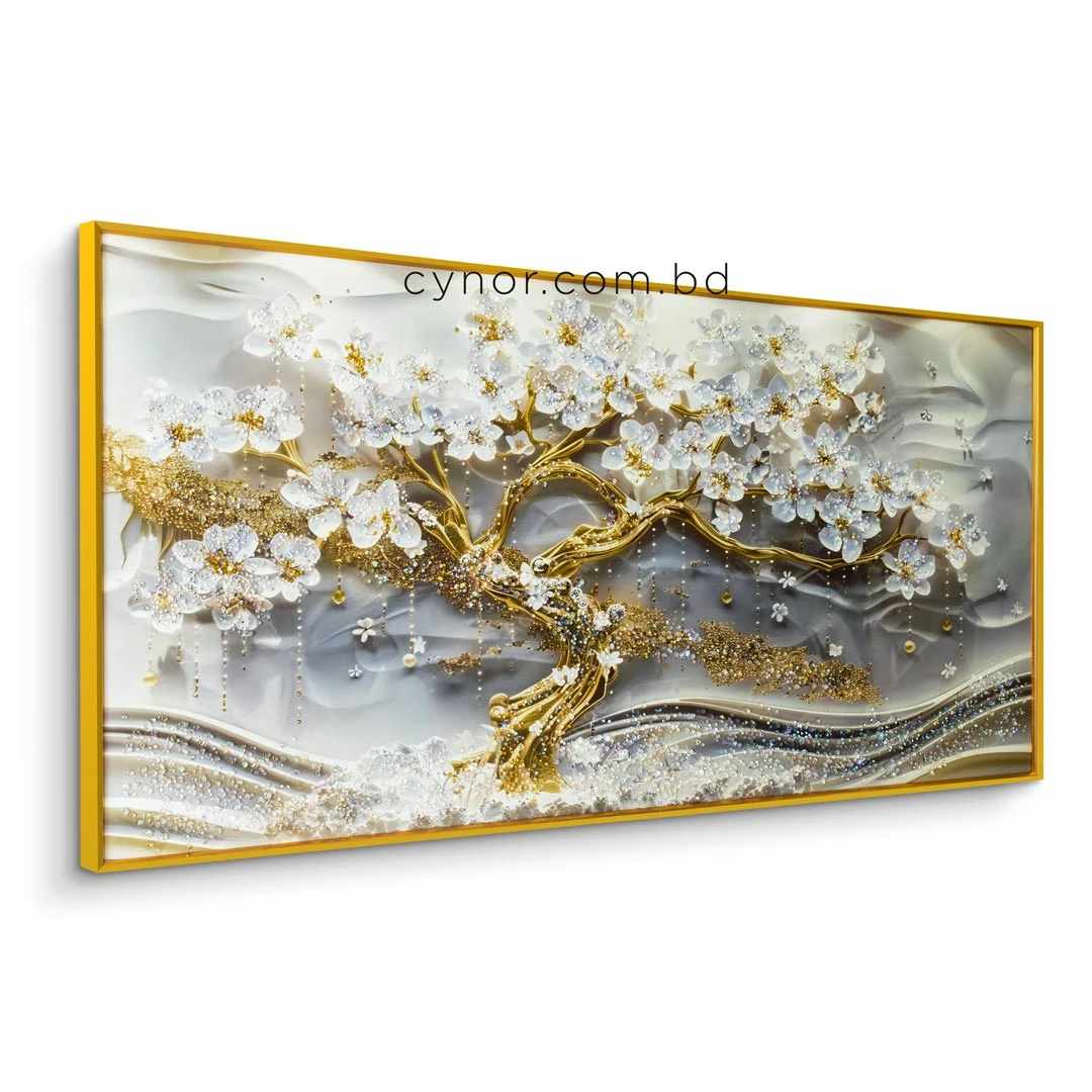 WR751-9-White Blossom Tree with Golden Trunk Abstract Wall Art with Resin Encased Glittering Stone Aluminium Frame (4) WR751-9-White Blossom Tree with Golden Trunk Abstract Wall Art with Resin Encased Glittering Stone Aluminium Frame (4)