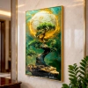 WR752-Bonsai Tree Golden Celestial Moon Wall Art with Resin Encased Glittering Stone and Aluminium Frame (1)