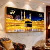 WR753-1-Holy Kaaba Night Wall Art with Allah and Muhammad Calligraphy Resin Encased Glittering Stone Aluminium Frame (1)