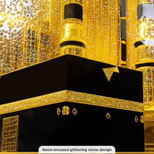 WR753-2-Makkah Clock Tower Art with Working Clock Kaaba Alhamdulillah Calligraphy Resin Glittering Stone Aluminium Frame (7)