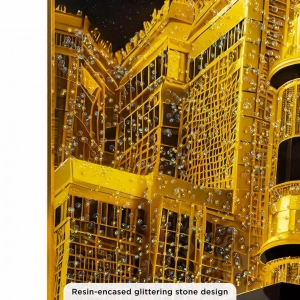 WR753-2-Makkah Clock Tower Art with Working Clock Kaaba Alhamdulillah Calligraphy Resin Glittering Stone Aluminium Frame (8)
